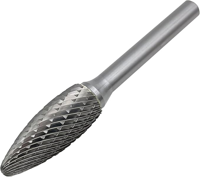 SH-5 Tungsten Carbide Burr Rotary File Flame Shape Double Cut (1/2??Cutter Dia X 1-1/4?쒬utter Length) with 1/4'' Shank Dia by LU&MN