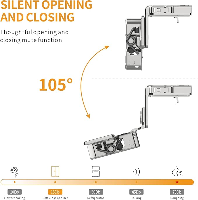 Chibery 30 Pack 1-1/2" Overlay 3D Soft Close Concealed Hinge for Face Frame Door, Smooth Slow Self Closing Hinges, Satin Nickel, Hidden 105째 Open Angle Stainless Steel Hinge for Kitchen Cabinet Door