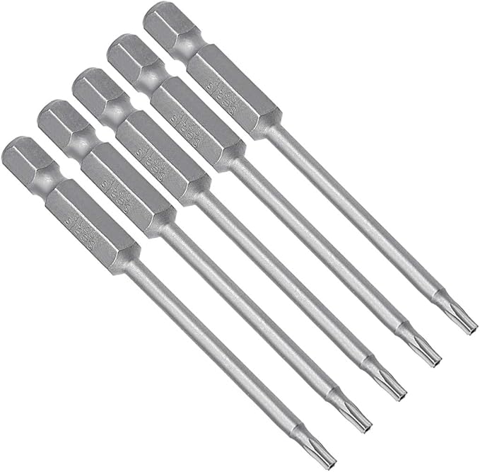 uxcell 5 Pcs T8 Magnetic Torx Screwdriver Bits, 1/4 Inch Hex Shank 3-inch Length S2 Security Tamper Proof Screw Driver Kit Tools
