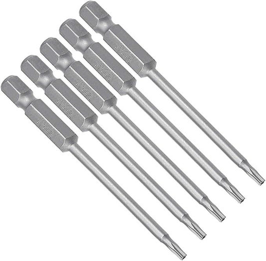 uxcell 5 Pcs T8 Magnetic Torx Screwdriver Bits, 1/4 Inch Hex Shank 3-inch Length S2 Security Tamper Proof Screw Driver Kit Tools