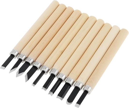 OriGlam 10pcs Professional Wood Carving Chisel Set - Carbon Steel Woodworking Tools, Power Grip Chisels Great for Carving and Woodworking