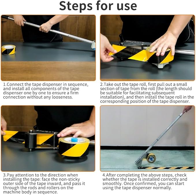 BAUSATZ Floor Tape Marking Machine Manual Lane Marking Applicator with Rubber Roller Manual Floor Tape Applicator,Used for Floor Marking, Decoration Protection and Laying