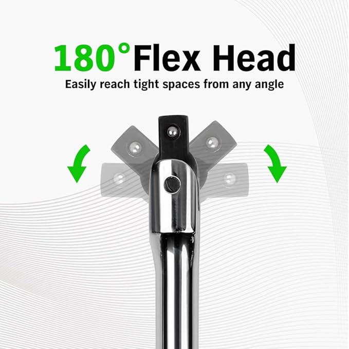 SWANLAKE GARDEN TOOLS 6-Piece Premium Breaker Bar Set, 1/4", 3/8" & 1/2" Drive, Heavy Duty Breaker Bars, 6-inch, 10-inch, 15-inch Length with 180째 Rotatable Head