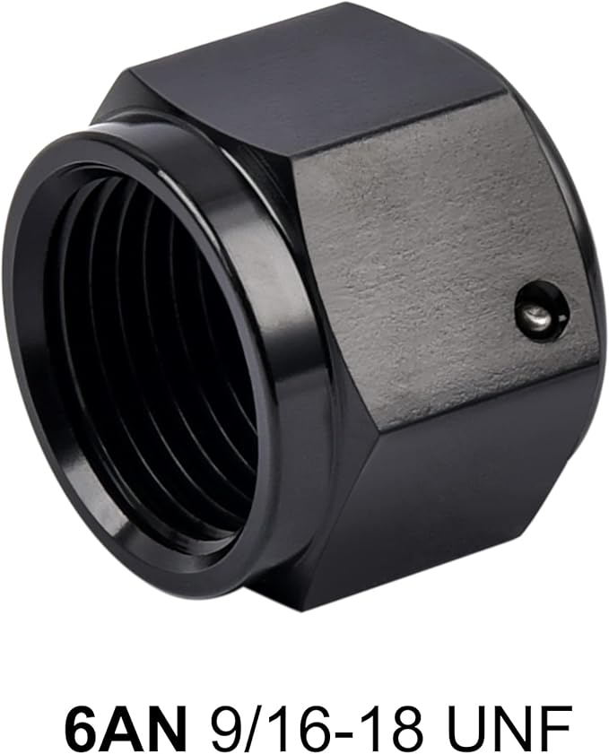 EVIL ENERGY 6AN Flare Cap Block off Fitting Plug Black 2PCS