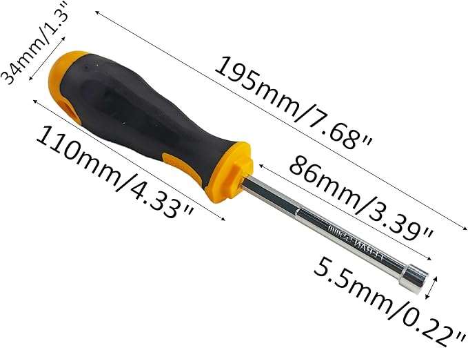 2PCS 5.5mm Socket Wrench Screwdriver, High-Carbon Steel Hex Nut Driver with Comfort Grip Handle for DIY Repairs & Hand Tools