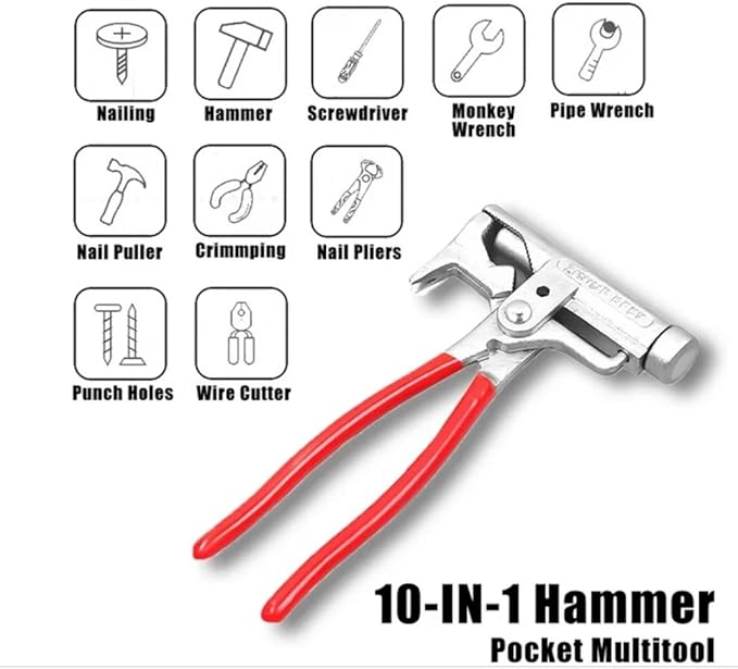 Multifunction Hammer Screwdriver Nail Gun Pipe Pliers Wrench Universal Hammer Screwdriver Pliers Wrench Nail Gun Pipe Clamps Pincers Tool Carpentry Electrical Fitter