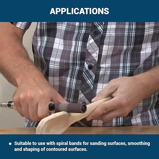 Benchmark Abrasives 1" X 1" Rubber Expanding Drum Sander with 1/4" Mandrel, Spiral Bands Rotary Sander Attachment for Drill & Die Grinder, Metal Polishing, Sanding, Shaping - Sanders for Woodworking