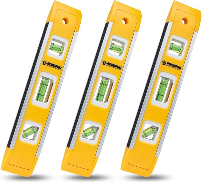 9 Inch Torpedo Level, Magnetic Box Level with 45째/90째/180째 Bubbles, Shock Resistant Bubble Level Tool for Measuring - 3 PCS