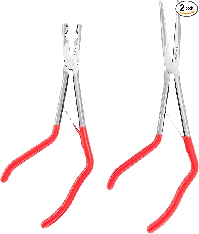 2-Piece Pistol Pliers Set, 11-Inch Long Nose And 10-Inch Long Handle Pistol Pliers, Can Be Used As Fishing Gear And To Hold Nuts And Fasteners, Easy To Work In Tight Spaces