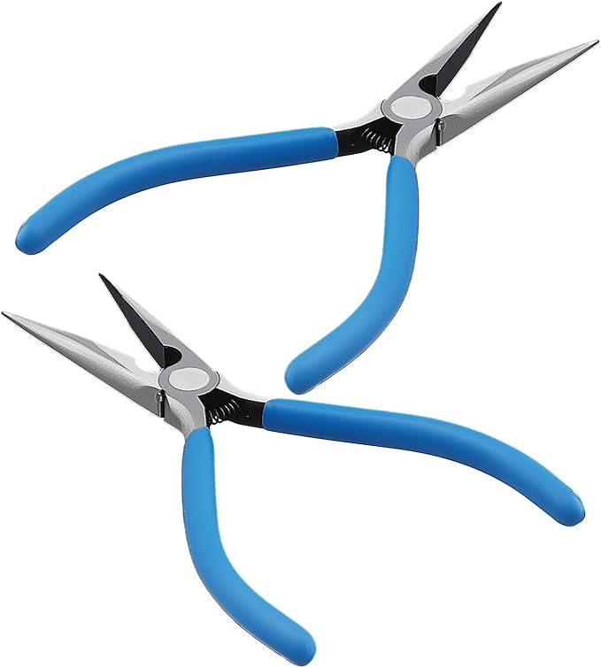 SINJEUN 3 Pack Small Needle Nose Pliers, 6.5 Inch Long Nose Pliers with Spring Loaded for Jewelry Craft Making Electronics Repair
