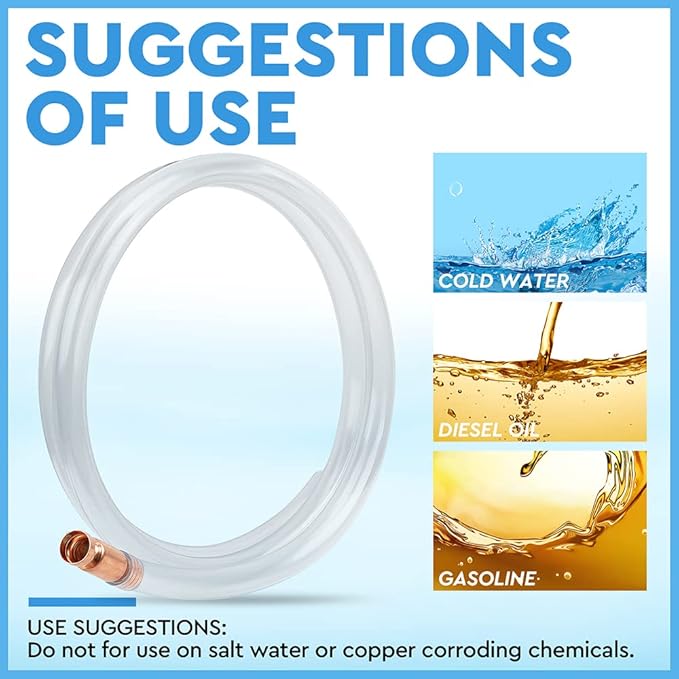 HORUSDY 10FT Multi-Purpose Super Easy Siphon Pump, 1/2??Valve, Durable Virgin Grade Tubing for Gas & Water Transfer, Ideal Siphon Hose for Boats, Cars, Emergency Use, and More