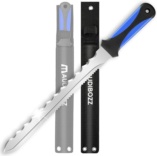 Insulation Knife - Sod Cutter Knife: stainless steel 11.14-Inch sharp blade, double side utility Lawn Repair Saw with Nylon Sheath