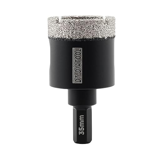 DT-DIATOOL Diamond Core Drill Bit 1-3/8 Inch for Porcelain Tile Ceramic Marble Artificial Stone Diamond Hole Saw Hex Shank