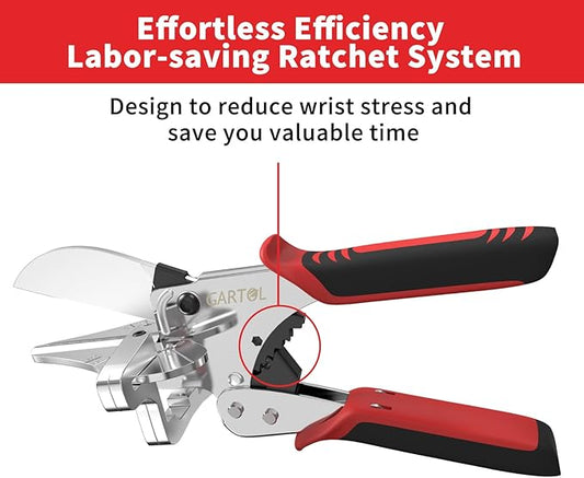 GARTOL Ratchet Miter Shears for Angular Cutting Molding Crafting,Adjust 45-135 Degree Multi-Angle Cutter for Soft Wood, PVC, MDF (HD-3100 US, Classic, 1, HD-3100 US)
