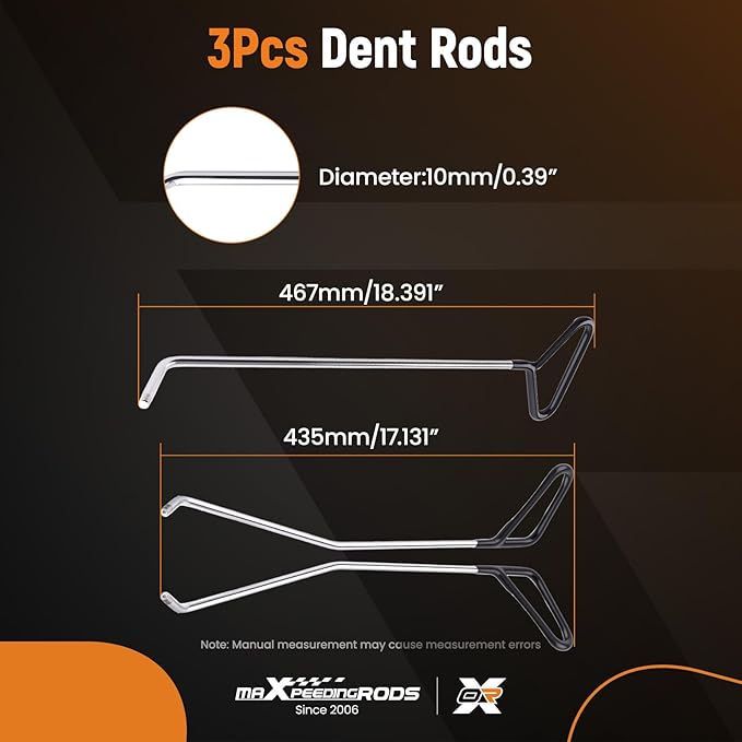maXpeedingrods Paintless Dent Repair Tools, Dent Removal Rods with Awl Head, Car Auto Body Dent Removal for Hail Dents and Door Ding (3pcs Rod 20 pcs Head)