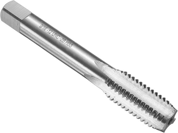 uxcell Hand Bottom Tap 9/16-12 UNC 2B Thread Bottoming Style Threading Taps High Speed Steel HSS6542 Straight Flutes Screw Tapping Tool