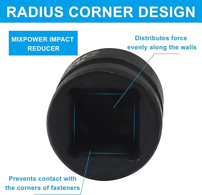 1/2" Female to 3/8" Male Impact Socket Adapter, Black Wrench Socket Adapter For Impact Driver