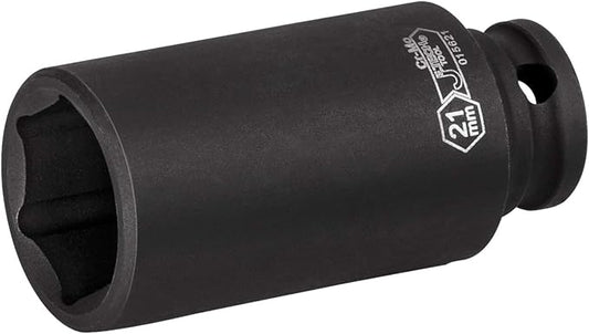 Jetech 3/8-Inch Drive 21mm Deep Impact Socket with 6-Point Design, Heat-Treated Chrome Molybdenum Alloy Steel, Metric