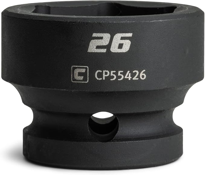 Capri Tools 26 mm Stubby Impact Socket, 1/2 in. Drive, 6-Point, Metric
