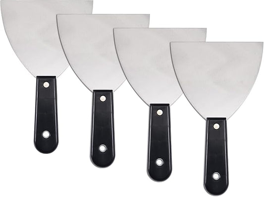 uxcell Putty Scraper 5" Spatula Drywall Repair Spreader Stainless Steel Blade Black Handle 4Pcs