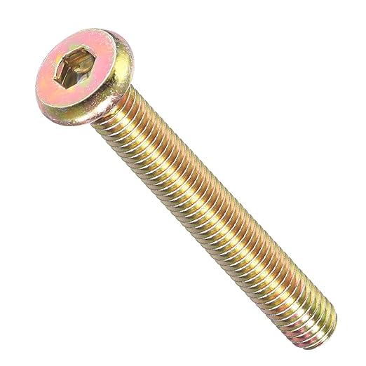 METALLIXITY Flat Head Hex Socket Cap Screws Bolts(M6-1x45) 5Pcs, Steel Hex Socket Furniture Bolts Screws - for Furniture Woodworking Project, Yellow