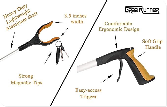 Grabber Reacher Tool -2 Pack 32??Reacher Grabber Tool with Strong Magnetic and Swivel Head - Pick Up Stick Grabbers for Seniors, Trash, Surgery Recovery Must Haves Gifts(Yellow)