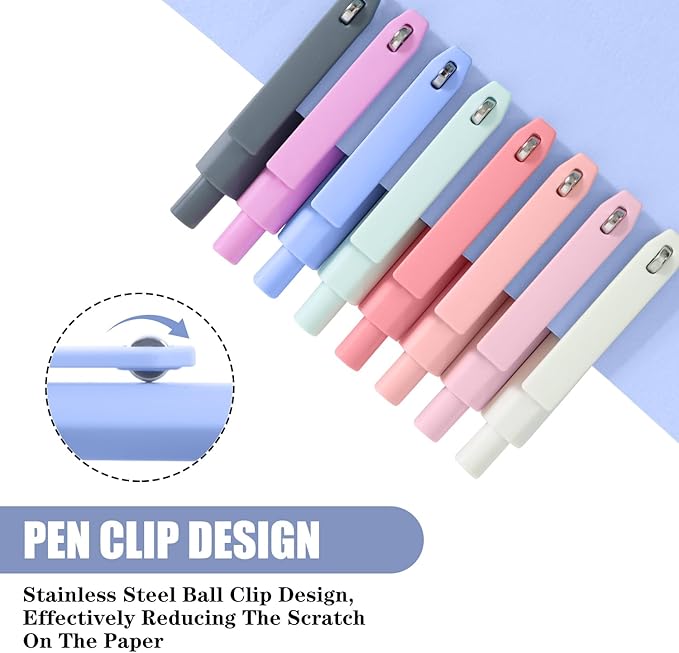 Vitoler Gel Pens,8 pcs 0.5mm Pens,Fine Point Black Ink Pen,Smooth Writing Retractable Pen for Teacher Suppliesd,Cute Office Supplies for Women