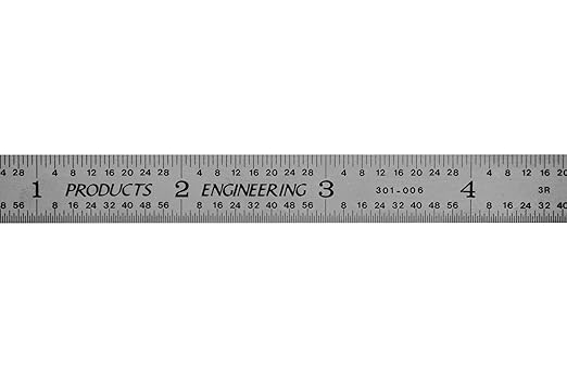 PEC Tools Flexible 6" Steel Ruler (5 Pack), 1/50" Thick X 1/2" Wide, Machinist Metal Ruler Scale with Markings 1/10", 1/50", 1/32", 1/64", Tempered Steel, Made in USA