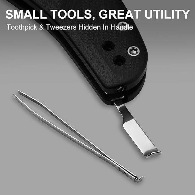 Kizer C01C Uti 1 (Dual-screw Version) Utility Knife, Button Liner Lock Box Cutter EDC Pocket Knife with 5PCS Razor Blades, Black G10 Handle Small Folding Knives with Clip for Men Women, V3488.29JSA3