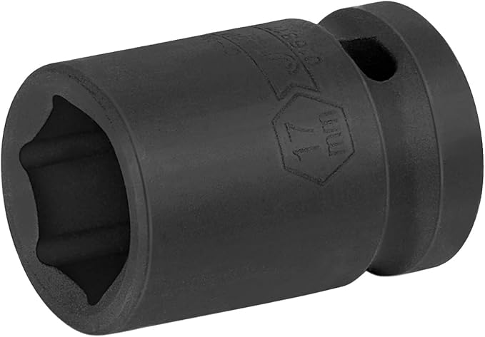 JETECH 1/2 Inch Drive 17mm Standard Impact Socket, Chrome Molybdenum Alloy Steel, 6-Point Design, Metric