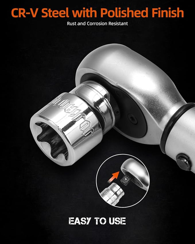 13-Piece E-Torx Socket Set with 6-Point Star Design - E4 to E20 Sizes, 1/4??& 3/8??Drive, Hardened CR-V Steel, Impact Wrench Compatible, Sturdy Molded Case