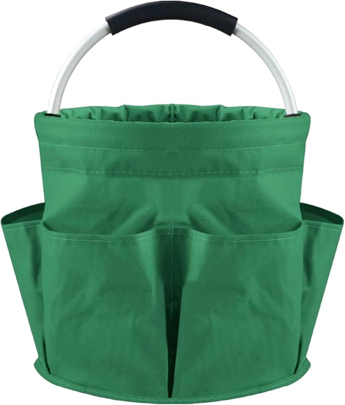 Garden Tool Bag with Pockets, 17L Large Waterproof Oxford Gardening Tote, Non-Slip Rubber Grip Handles, Durable Organizer for Garden Supplies (Green)