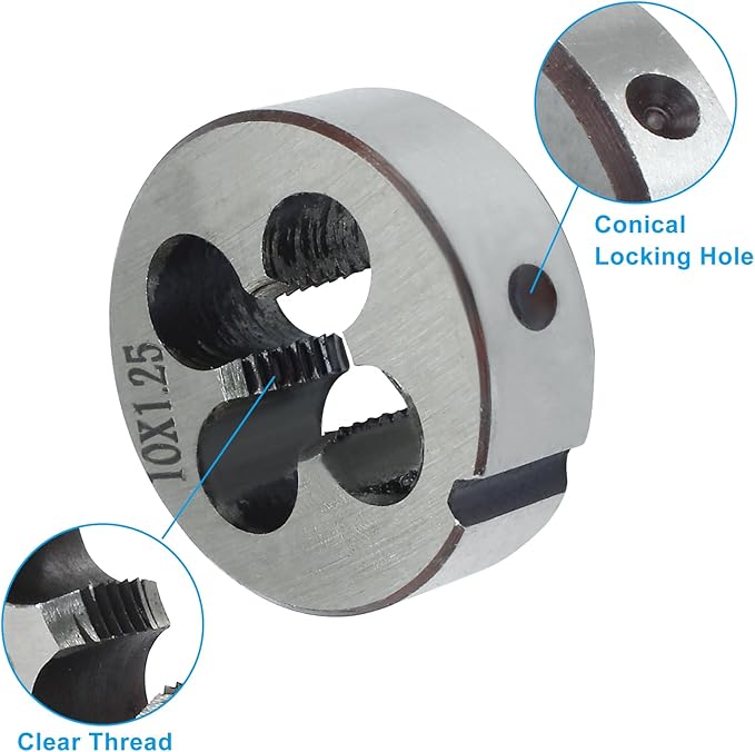 HARSKIYER M10 x 1.25 Metric Tap and Die Set, HSS Machine Thread Tap Die Set, M10 x 1.25mm Right Hand Thread Tapping Tool
