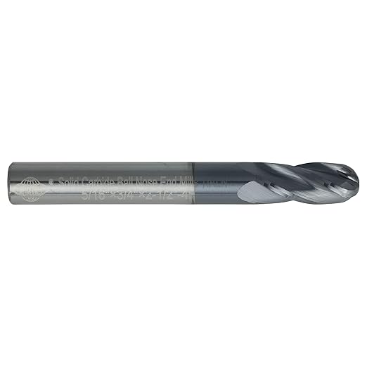 CME 5 pcs Micrograin Carbide End Mills, Ball Nose, TiAlN Coated, 5/16" Mill Diameter, 3/4" Length of Cut, 2 1/2" Overall Length, 4 Flute, Center Cutting