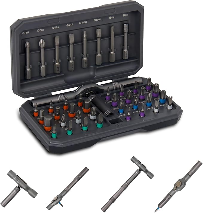 42 in 1 Magnetic Screwdriver Set, DIY Ratchet Screwdriver Set, Multi Bit Screw Driver Set Kit with Case, Handle Detachable, Portable Repair Tool for Electronics, Glasses, Bicycles & Home Repair