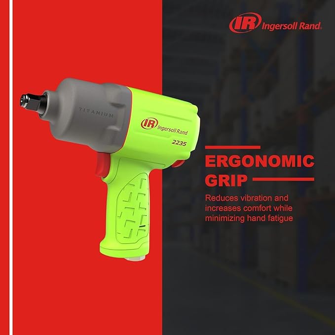 Ingersoll Rand 2235TiMAX-G 1/2" Drive Air Impact Wrench, Lightweight 4.6 lb Design, Powerful Torque Output up to 1,350 ft-lbs, Titanium Hammer Case, Max Control, Green