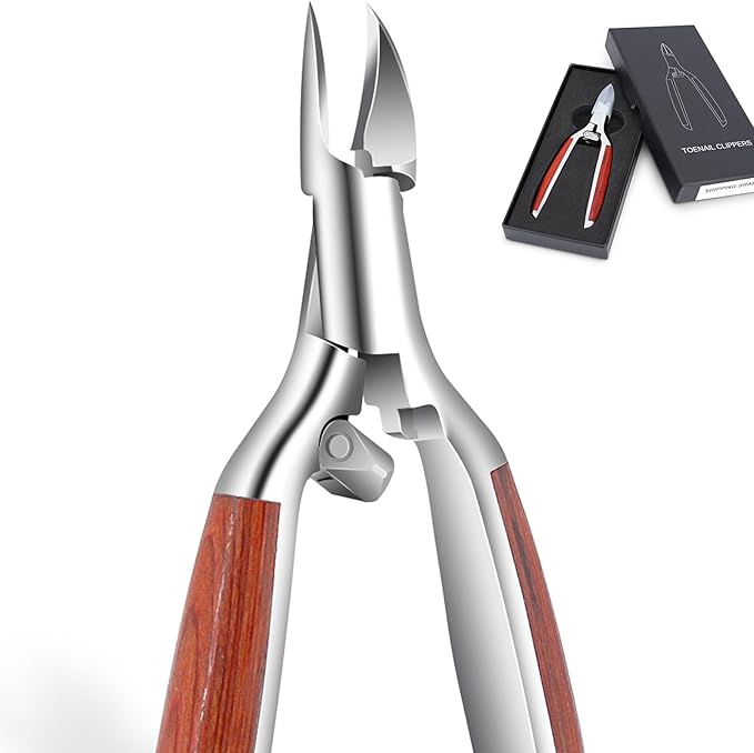 Podiatrist Toenail Clippers for Ingrown&Thick Toenails, alicates para u챰as de pies, Luxury Wooden Handle Nail Clippers, Professional Toenail Cutter for Seniors, Men, Women