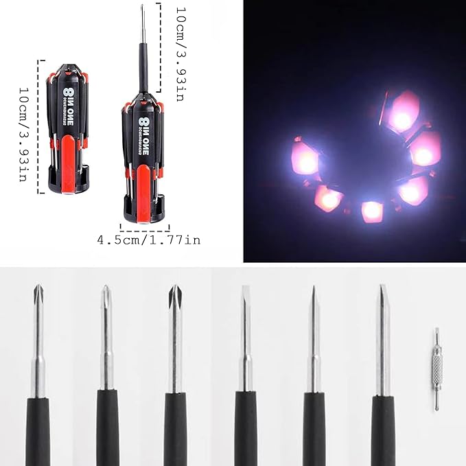 Multifunctional Screwdrivers Tool with Worklight and Flashlight, Portable Multi Tool Screwdriver Professional Repair Tool, General Screwdriver Multitool for Home Kitchen Car