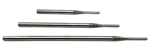 3 Piece Porting Mandrel Set with 4?? 6??& 8" High Speed Steel Coarse Thread Extra Shank Length Cartridge and Spiral Roll Mandrels