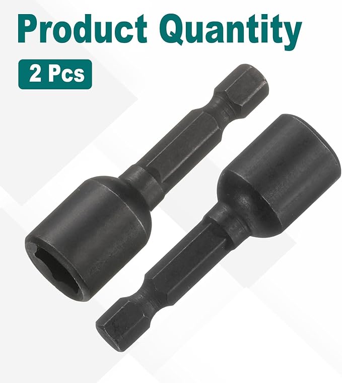 uxcell 2Pcs 1/4" Hex Shank 9mm Magnetic Hex Socket 48mm Length, CR-V Steel Quick-Release Impact Driver Socket Wrench Screw for Impact Drill Power Nut Setter