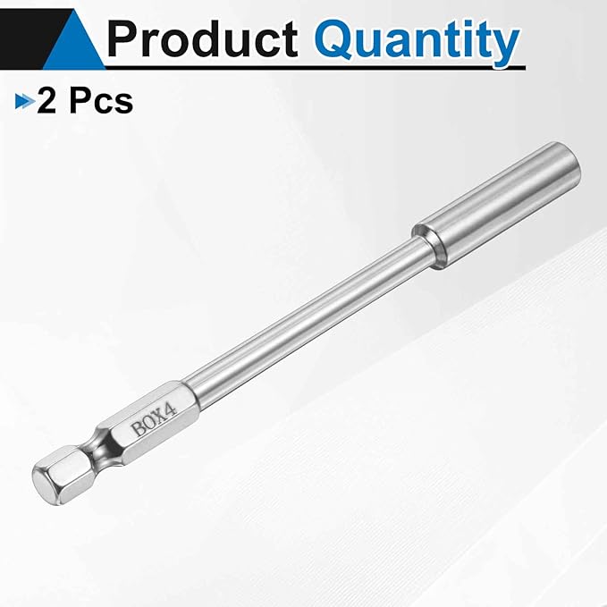 HARFINGTON 2pcs Nut Driver Drill Bit 4mm Metric Socket 1/4" Hex Shank 3.94" (100mm) Long 6-Point Socket Quick Change CR-V Steel Bolt Setters for Power Drill Driver