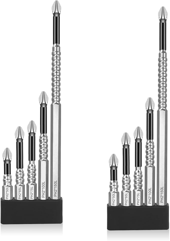 High Magnetic Screwdriver Drill Bit Set, 10PCS Magnetic Drill Bits Anti-Slip Set, 50 65 70 100 150MM Magnetic Screwdriver Bits, Strong Magnetic Durability Screwdriver Drill Bit Set