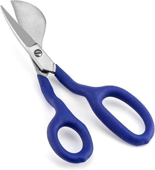 QWORK Duckbill Shears, 7 in Duckbill Applique Scissors, for Carpet Pile, Carpet Punch - Blue