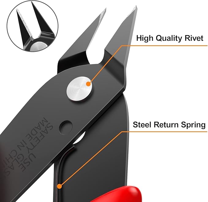 BOENFU Precision Wire Cutter Zip Tie Cutters Flush Cutters Nippers Small Side Cutting Pliers for 3d Print, Plastic Models, Jewelry, Electronics, Red, 1-Pack