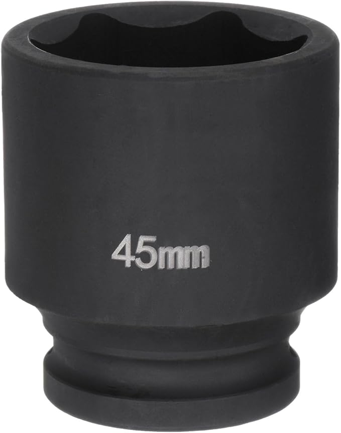 HARFINGTON 6-Point Impact Socket 3/4" Drive 45mm Metric 40Cr Alloy Steel Spindle Axle Nut Impact Socket