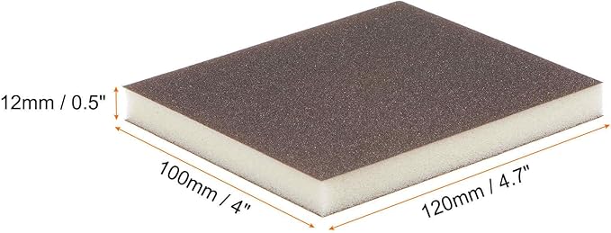 HARFINGTON 16pcs Fine Sanding Sponge Blocks 400-500 Grit Foam Sanding Block Pad for Polishing Kitchen Metal Wood Drywall, 120x100x12mm, Brown
