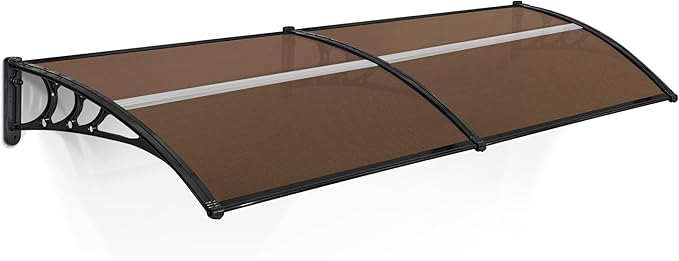 Mcombo 40"X80" Window Awning Outdoor Polycarbonate Front Door Patio Cover Garden Canopy 6055-4080(Dark Brown)