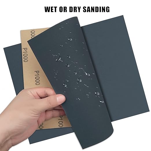 9 x 11 Inch 15pcs Wet Dry Sandpaper, 1000 Grit Waterproof Abrasive Sand Paper, Silicon Carbide Sandpaper Sheets for Metal Wood, Auto Polishing