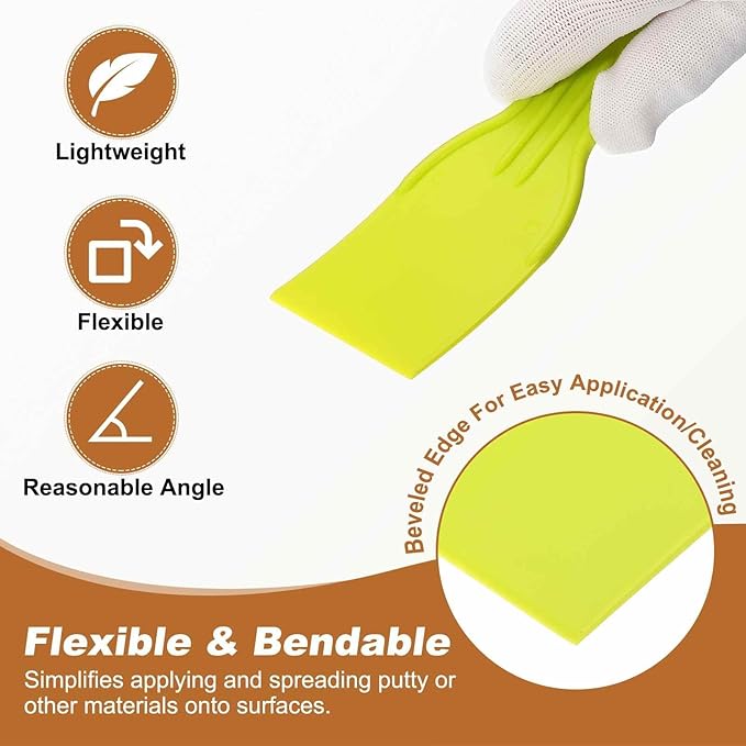 HARFINGTON 10pcs Putty Knife Scraper 2" Width Flexible Plastic Putty Knife Paint Scraper Tool for Taping Drywall Spreading Painting Wall Scratching Yellow