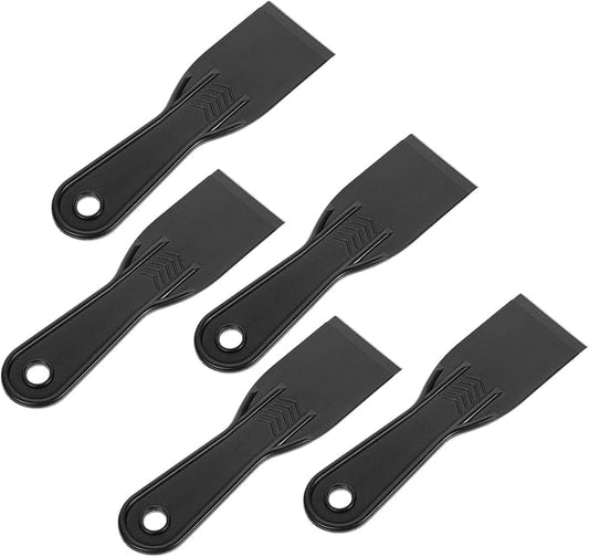 5 PCS Plastic Putty Knife Plastic Putty Filler Knife Tool Set 2 Inch Putties Knives Black Filling Knives Scrapers for Repairing Walls, Removing Wallpaper, Spackling Patching